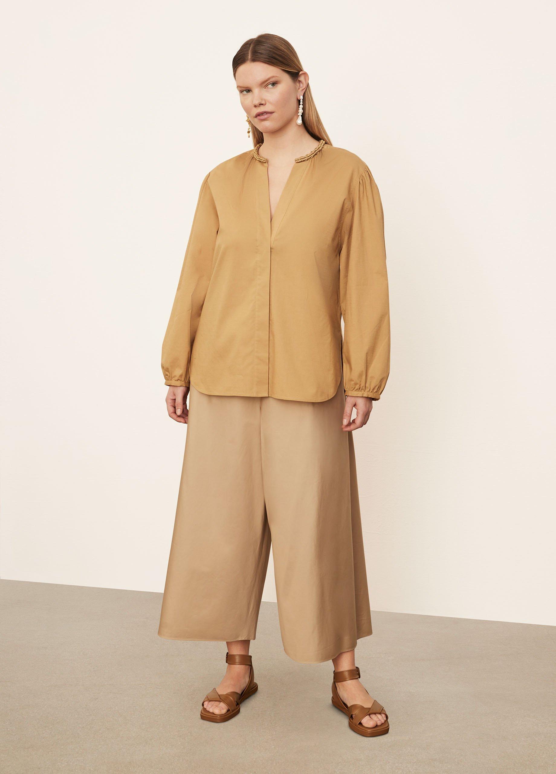 Braid Trim Band Collar Blouse image number 0