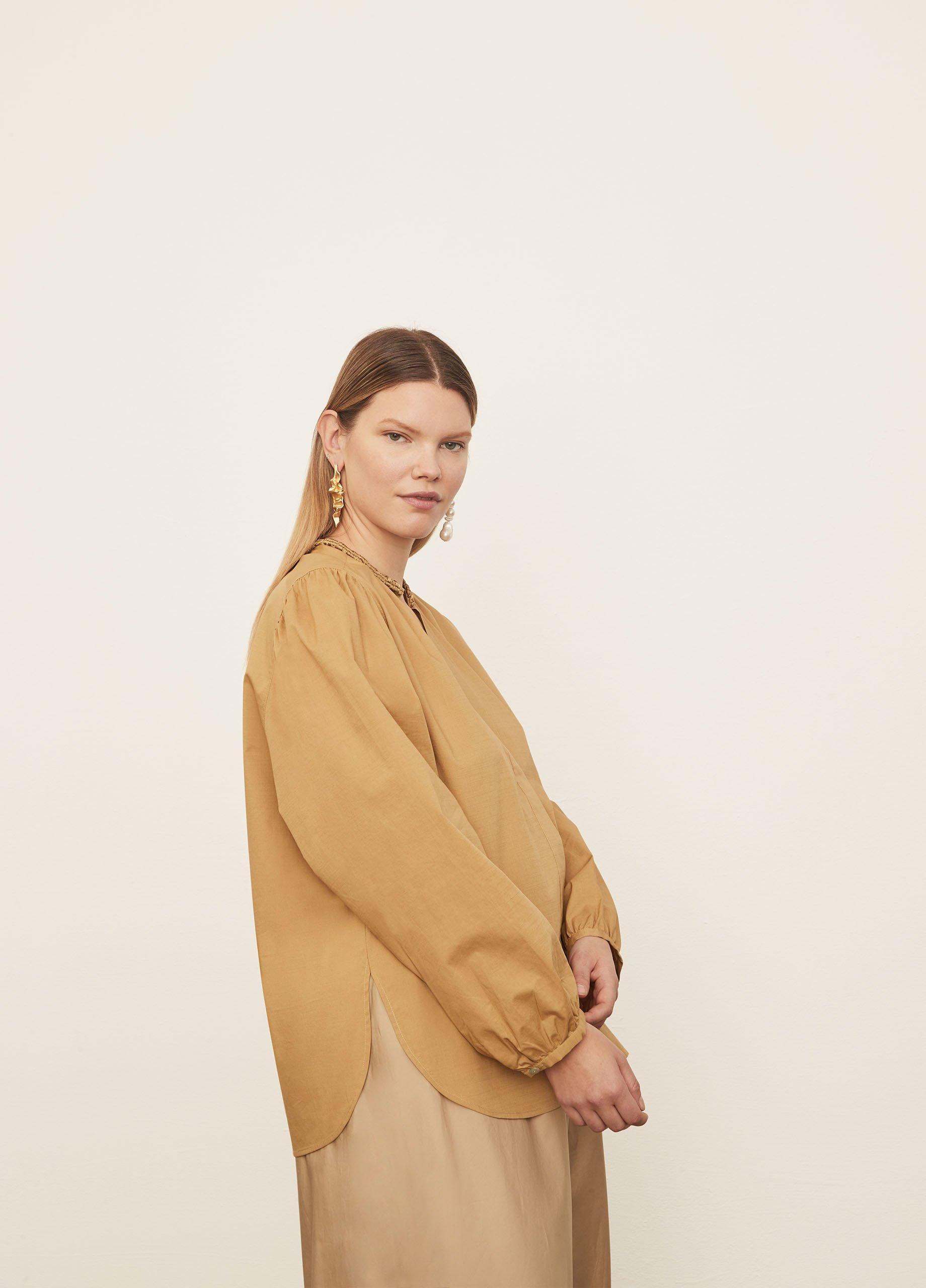 Braid Trim Band Collar Blouse image number 2