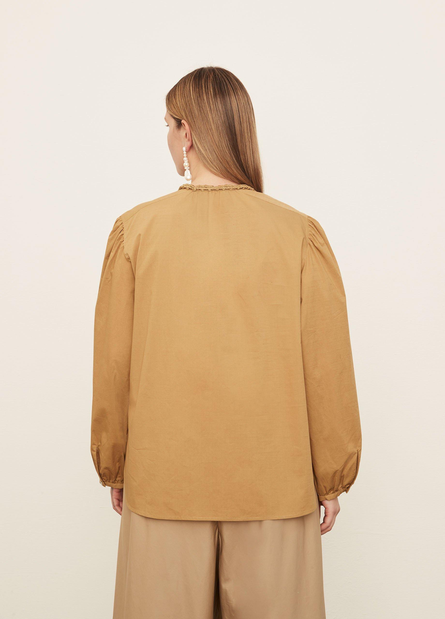 Braid Trim Band Collar Blouse image number 3