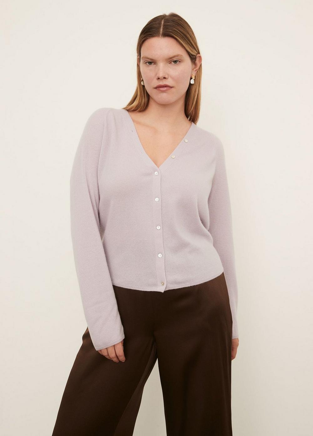 Cashmere Shell Button Cardigan