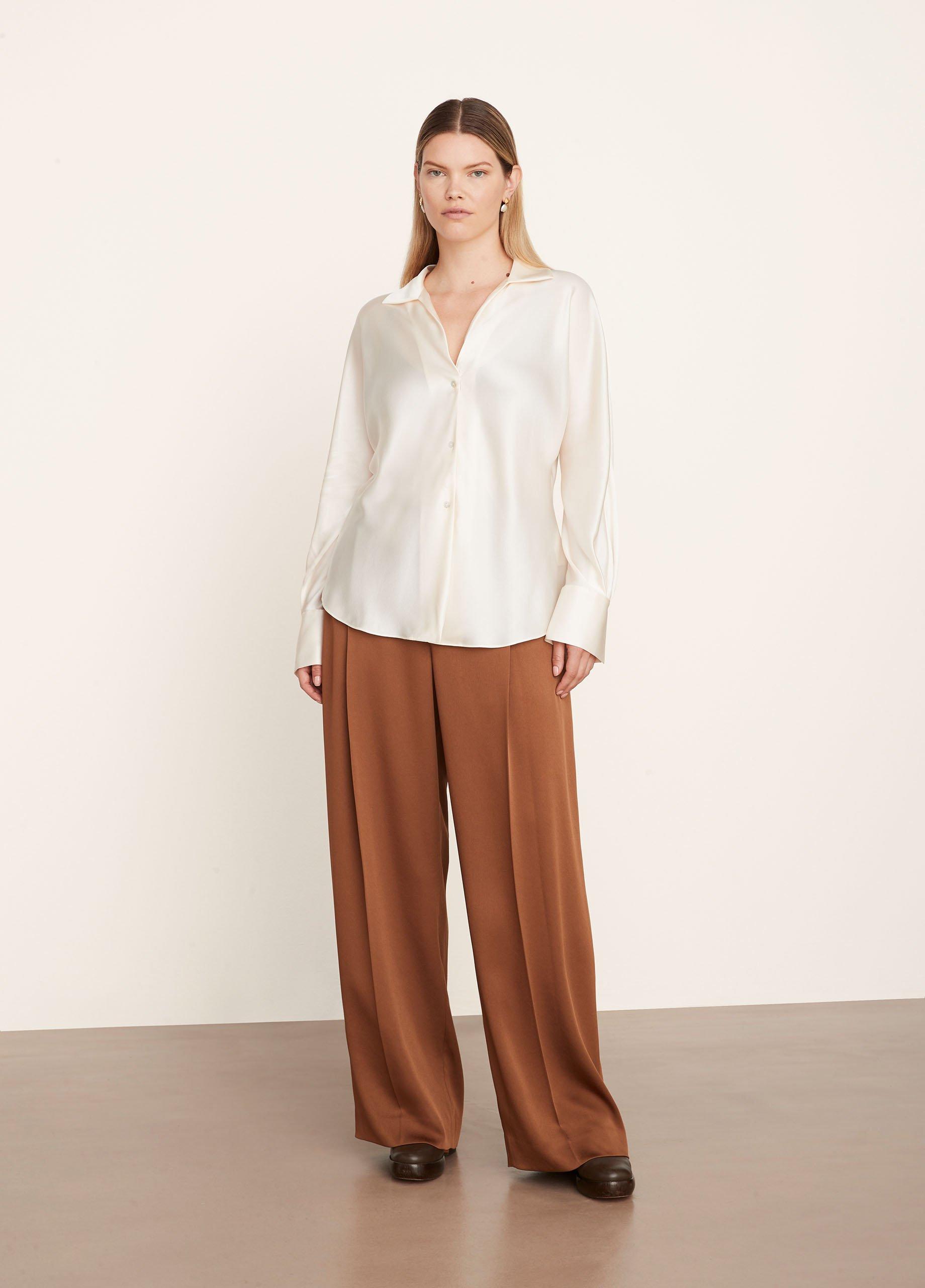 Silk Bias Long Sleeve Blouse in Extended Sizes | Vince