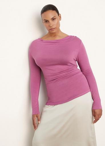 Long Sleeve Draped-Neck Top image number 1