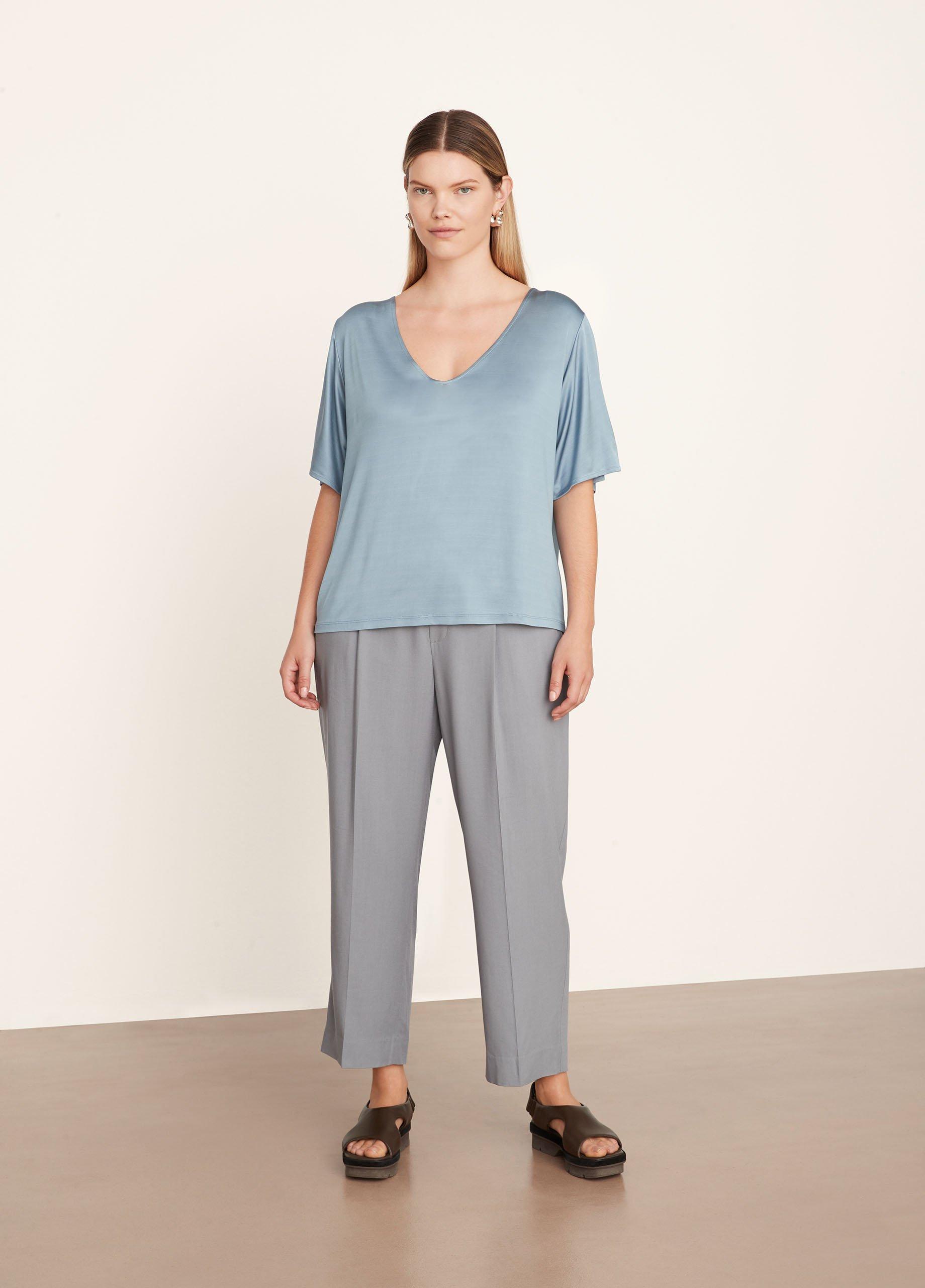 トップス CFT. volume  Vneck SW/bump sheer over SH pebby-forevee-v-neck-short-