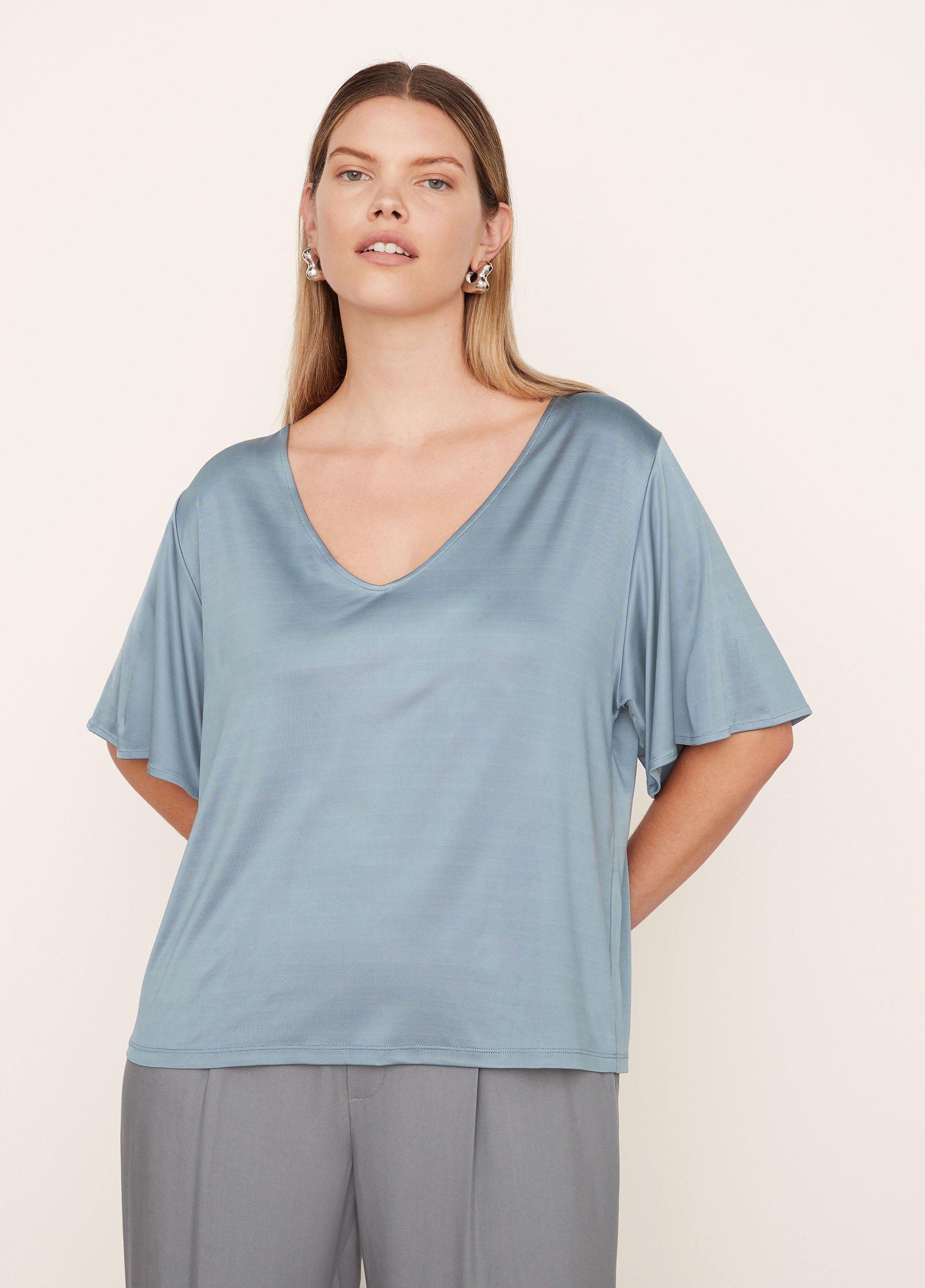 Flutter-Sleeve V-Neck Popover in Vince Products Women | Vince