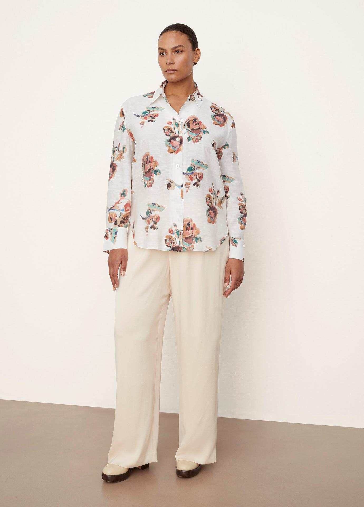 Vince Ikat Floral Relaxed Long-Sleeve Shirt