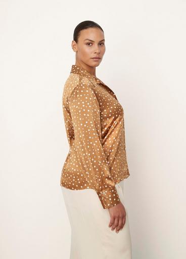 Silk Tossed Dot Fitted Collar Blouse image number 2