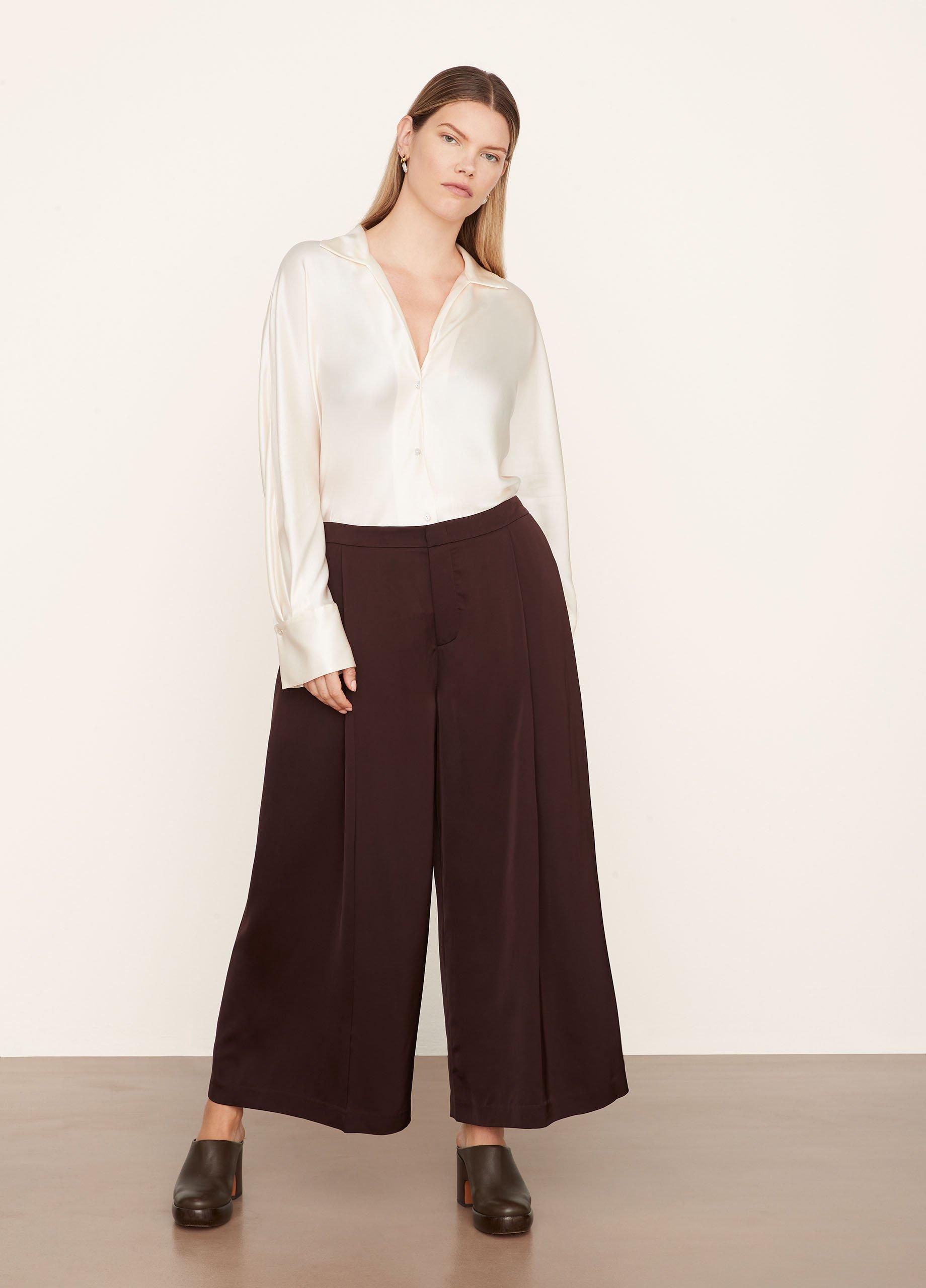 Satin Pleat-Front Wide-Leg Pant image number 0