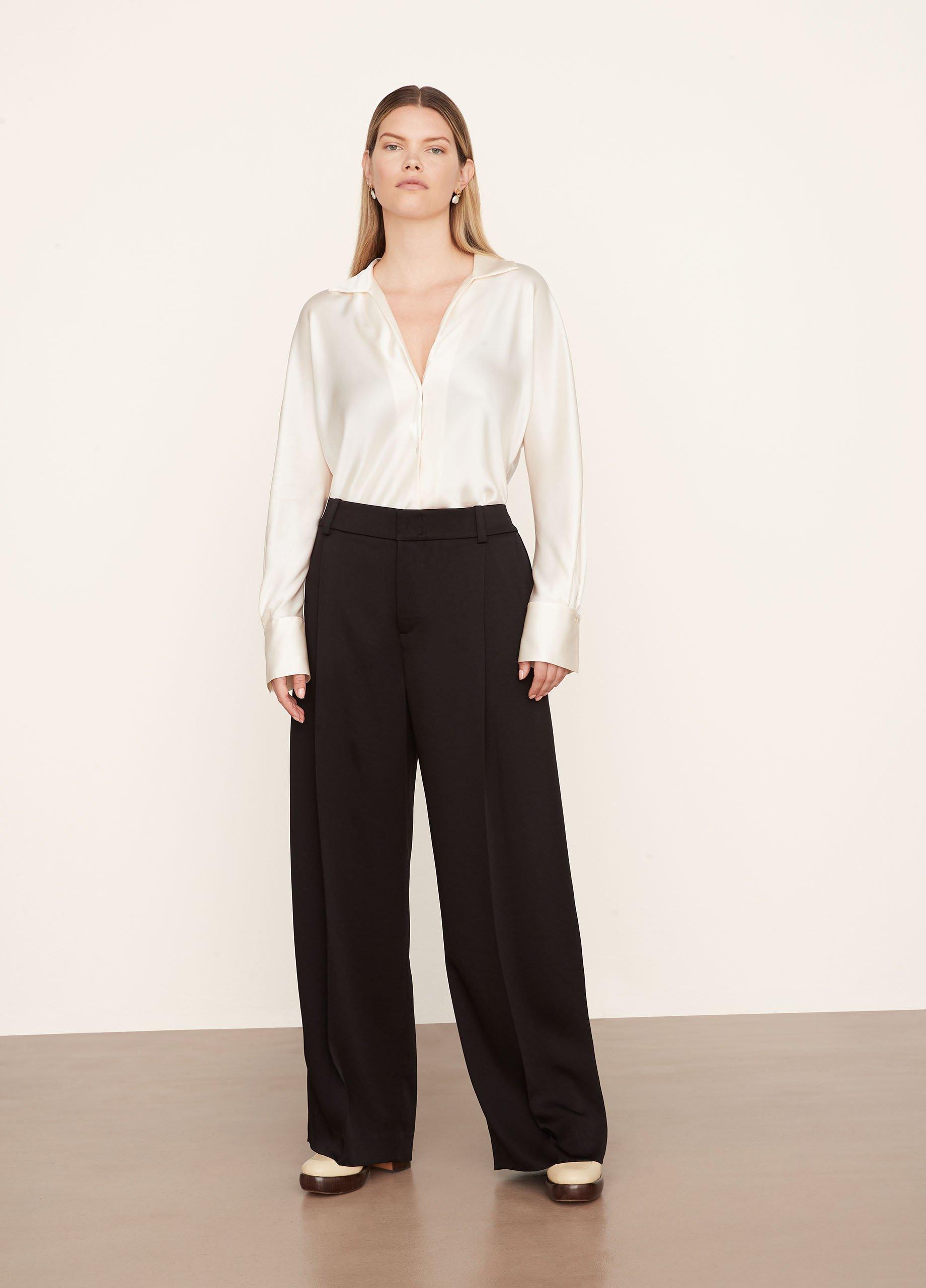 FINAL SALE: Wide Leg Trouser - Tencel Viscose - Oyster