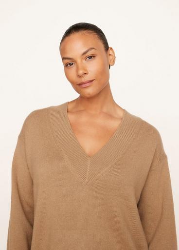 Wool and Cashmere Rib Trim V-Neck Sweater image number 1