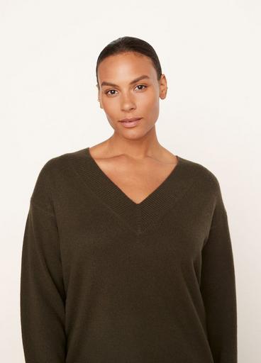 Wool and Cashmere Rib-Trim V-Neck Sweater image number 1