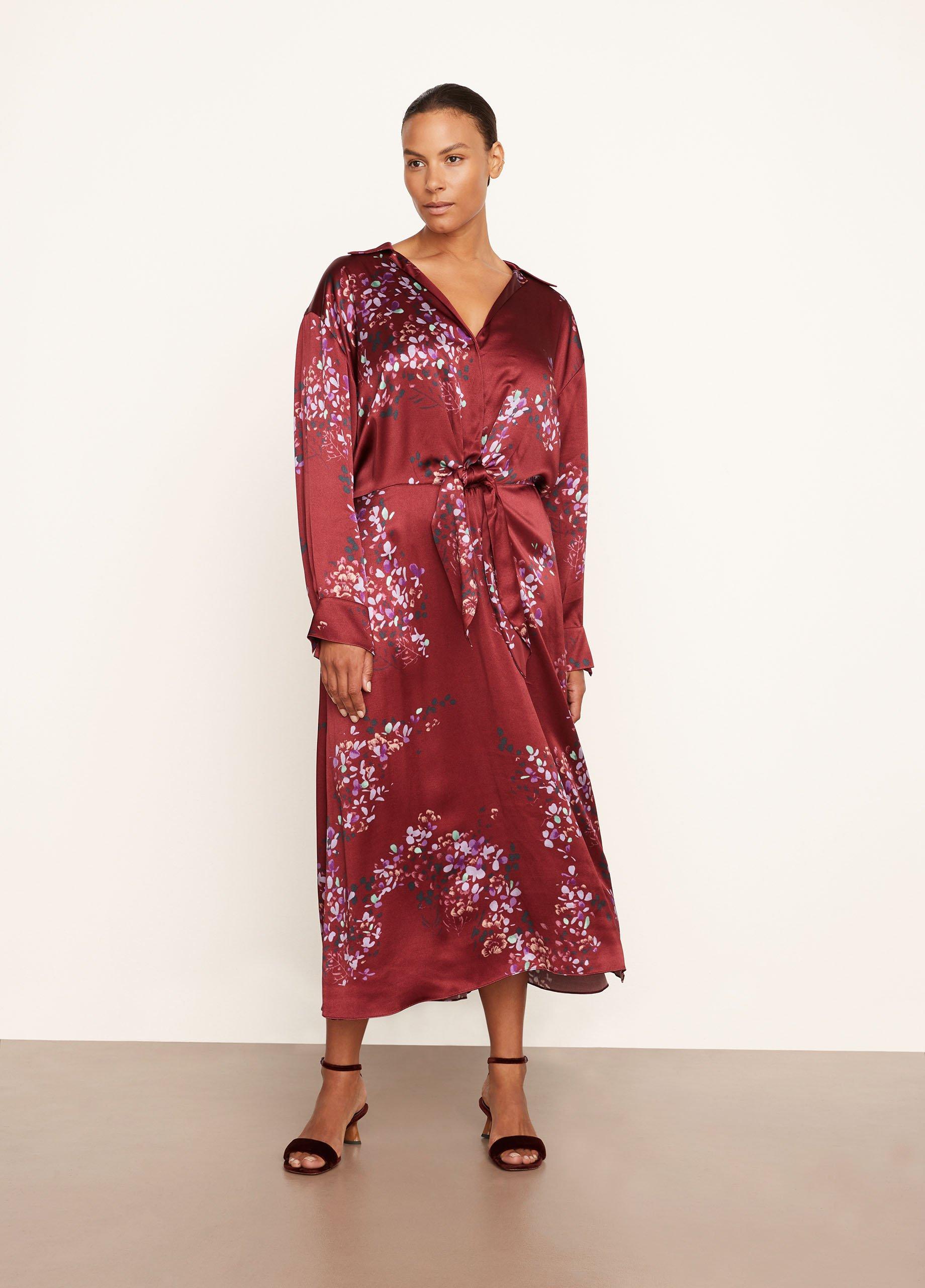 Forsythia Long Sleeve Shaped Collar Tie-Front Dress image number 0