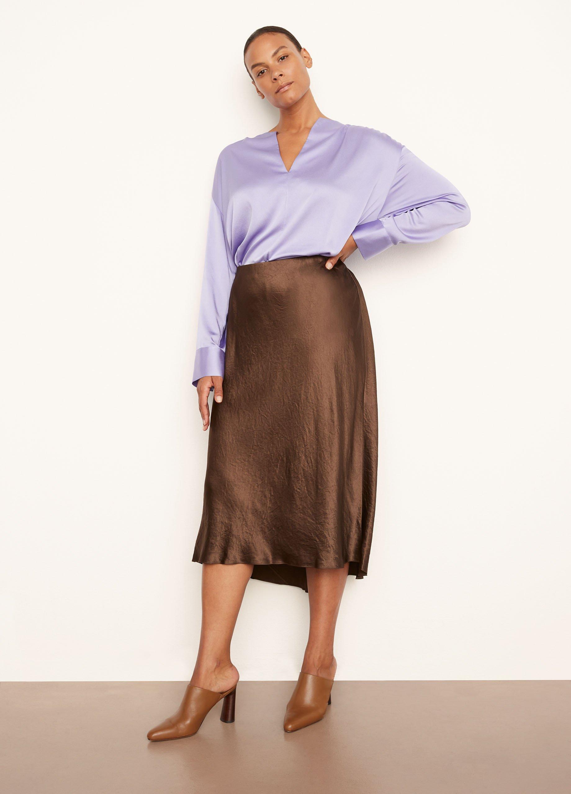 Vince satin shop skirt coffee