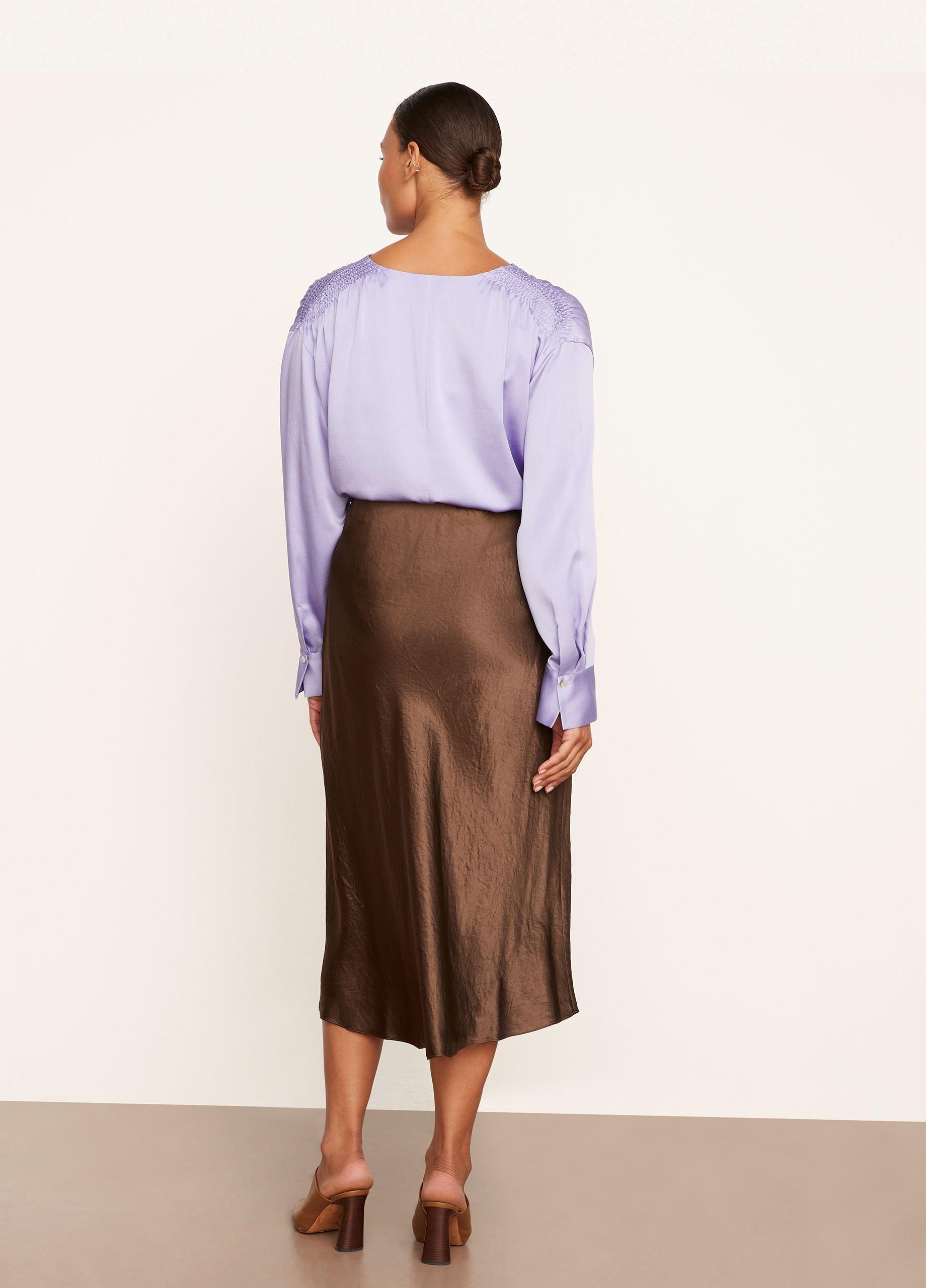 Vince midi satin slip skirt cheap umbra