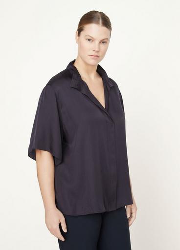 Short Sleeve Silk-Blend Button-Down Shirt image number 2