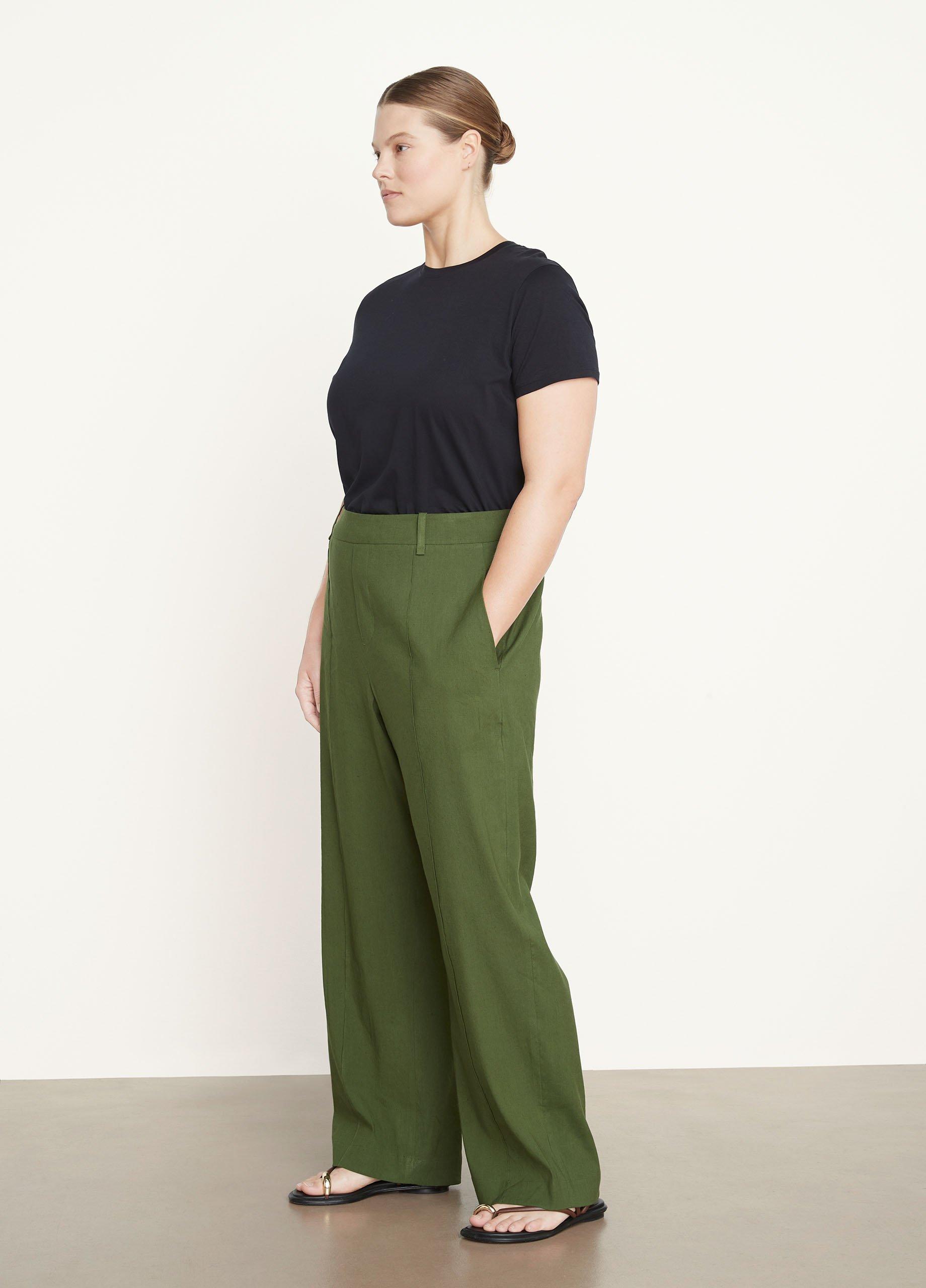 Linen-Blend Pull-On High-Rise Wide-Leg Pants