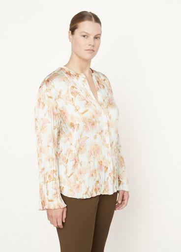 Flora Crushed Band-Collar Blouse image number 2