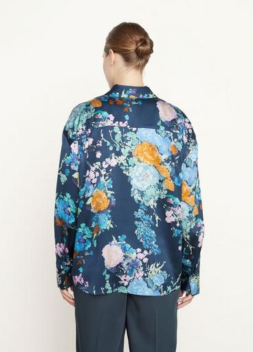 Painted Bouquet Silk Sculpted Long Sleeve Shirt image number 3