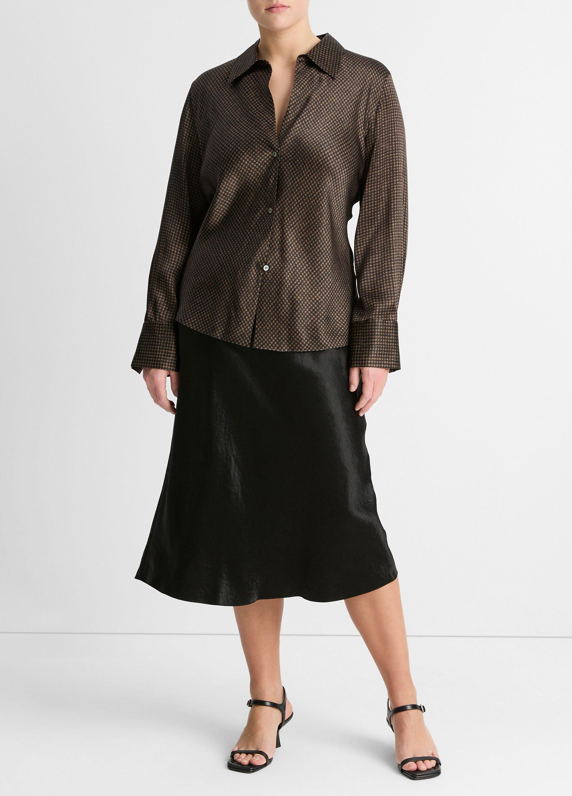 Vince, Silk Shaped Collar Cap Sleeve Blouse in Chiffon