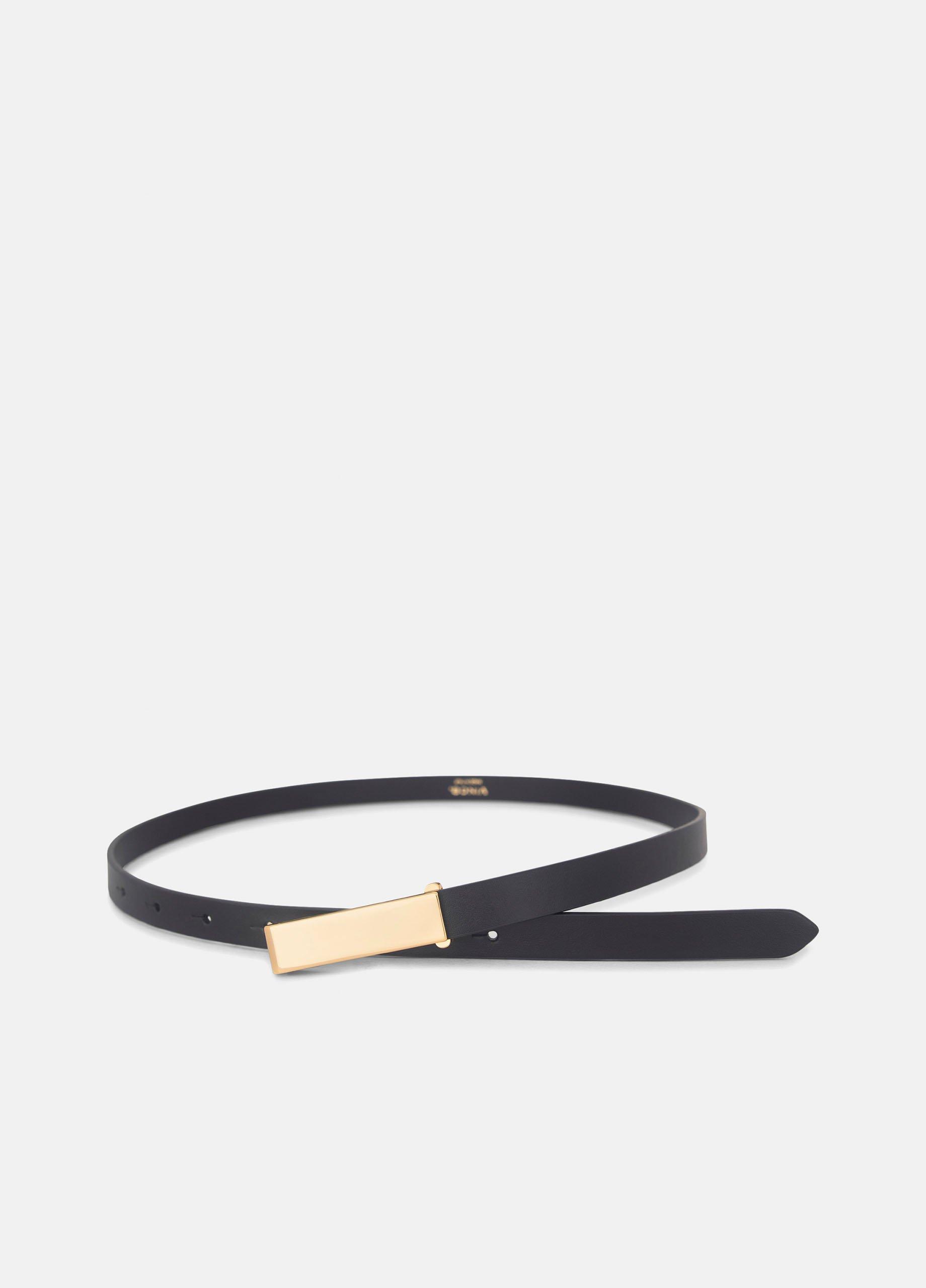 Women's 15mm Elongated Plaque Leather Belt image number 1