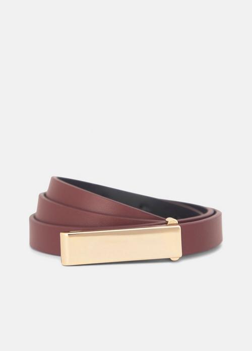 Women's 15mm Elongated Plaque Leather Belt