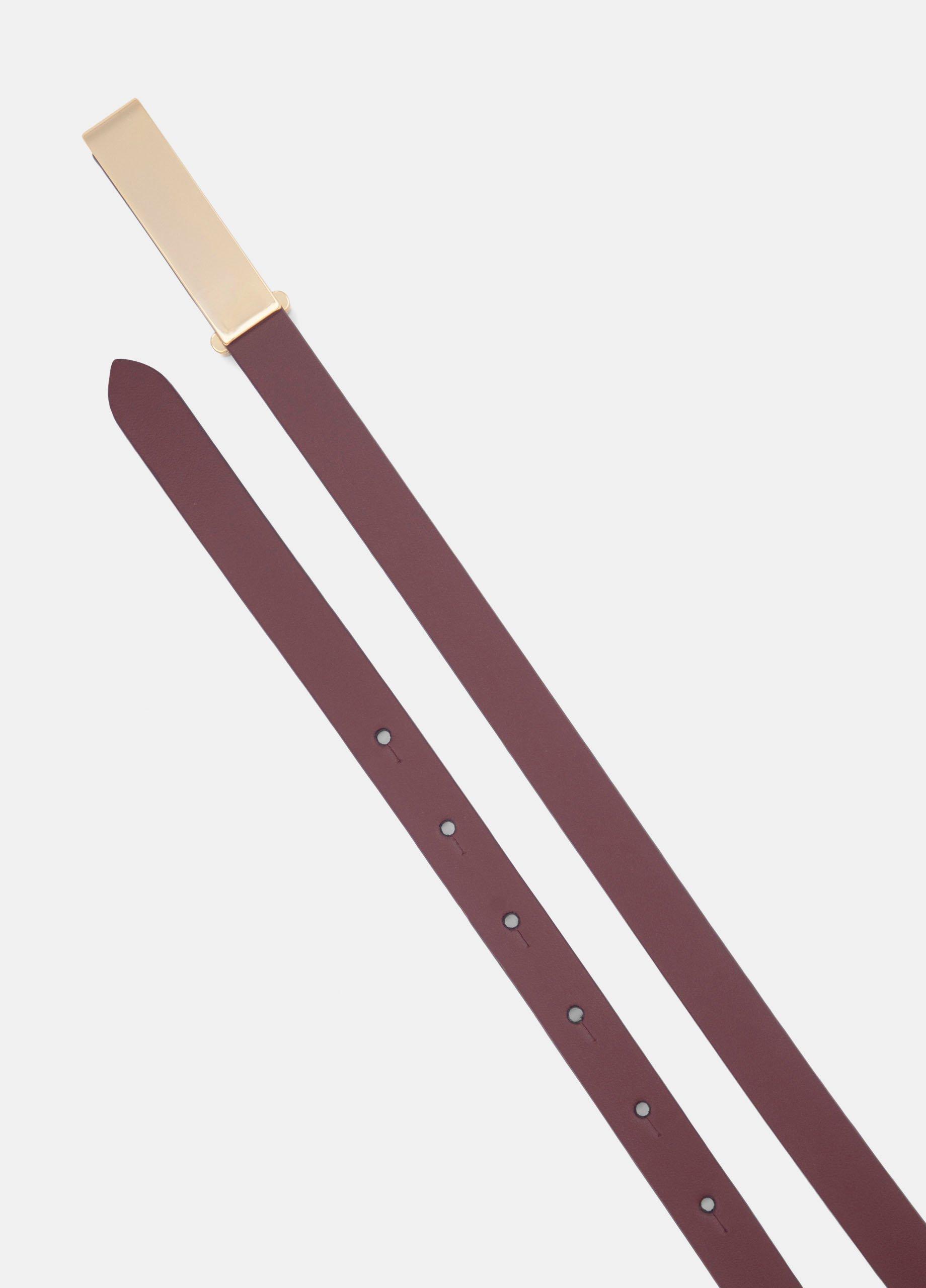 Women's 15mm Elongated Plaque Leather Belt image number 2