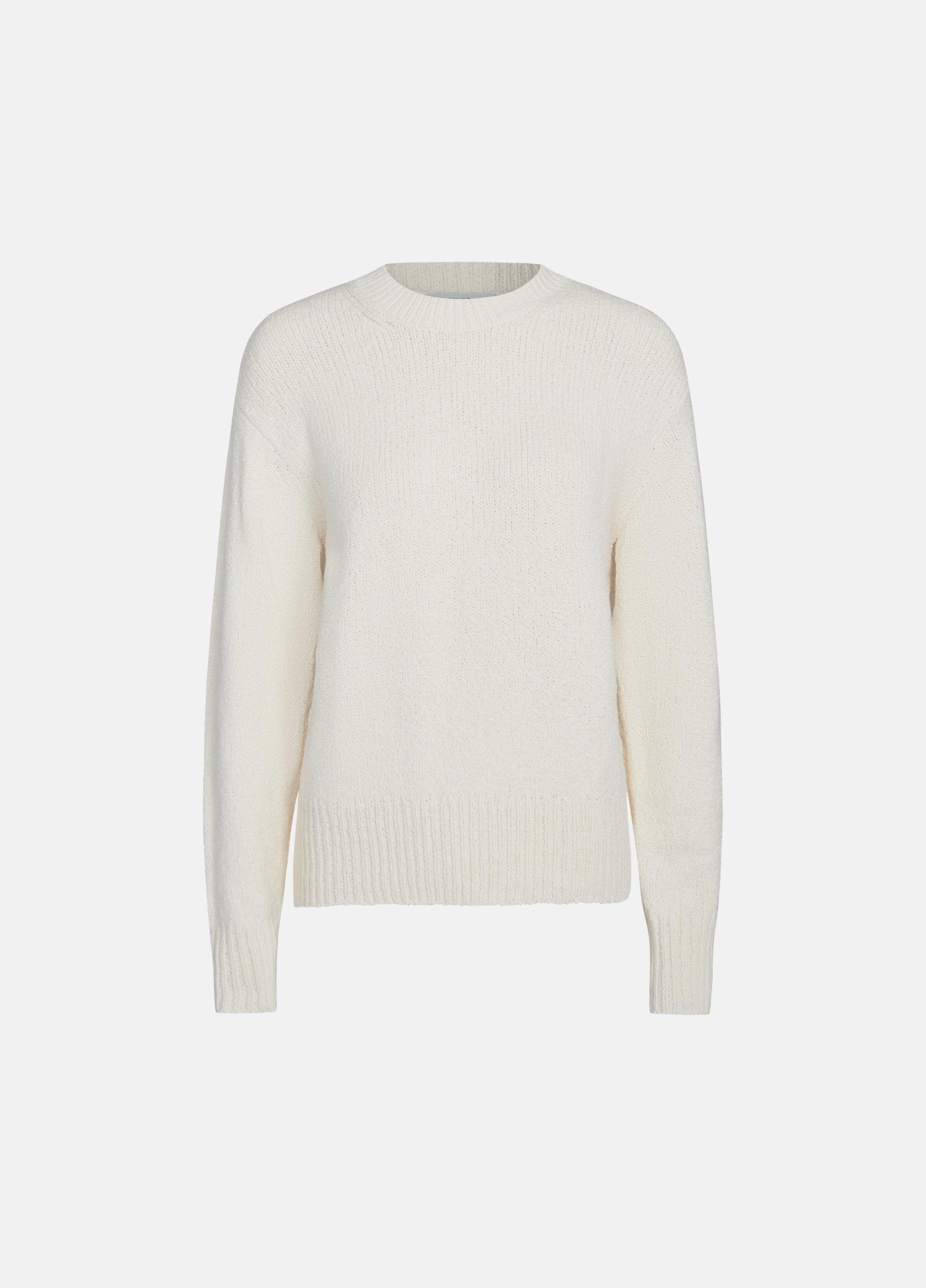 Ribbed Cotton-Blend Drop-Shoulder Crew Neck Sweater in Women