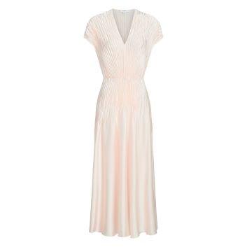 Satin Cap-Sleeve V-Neck Dress image number 0