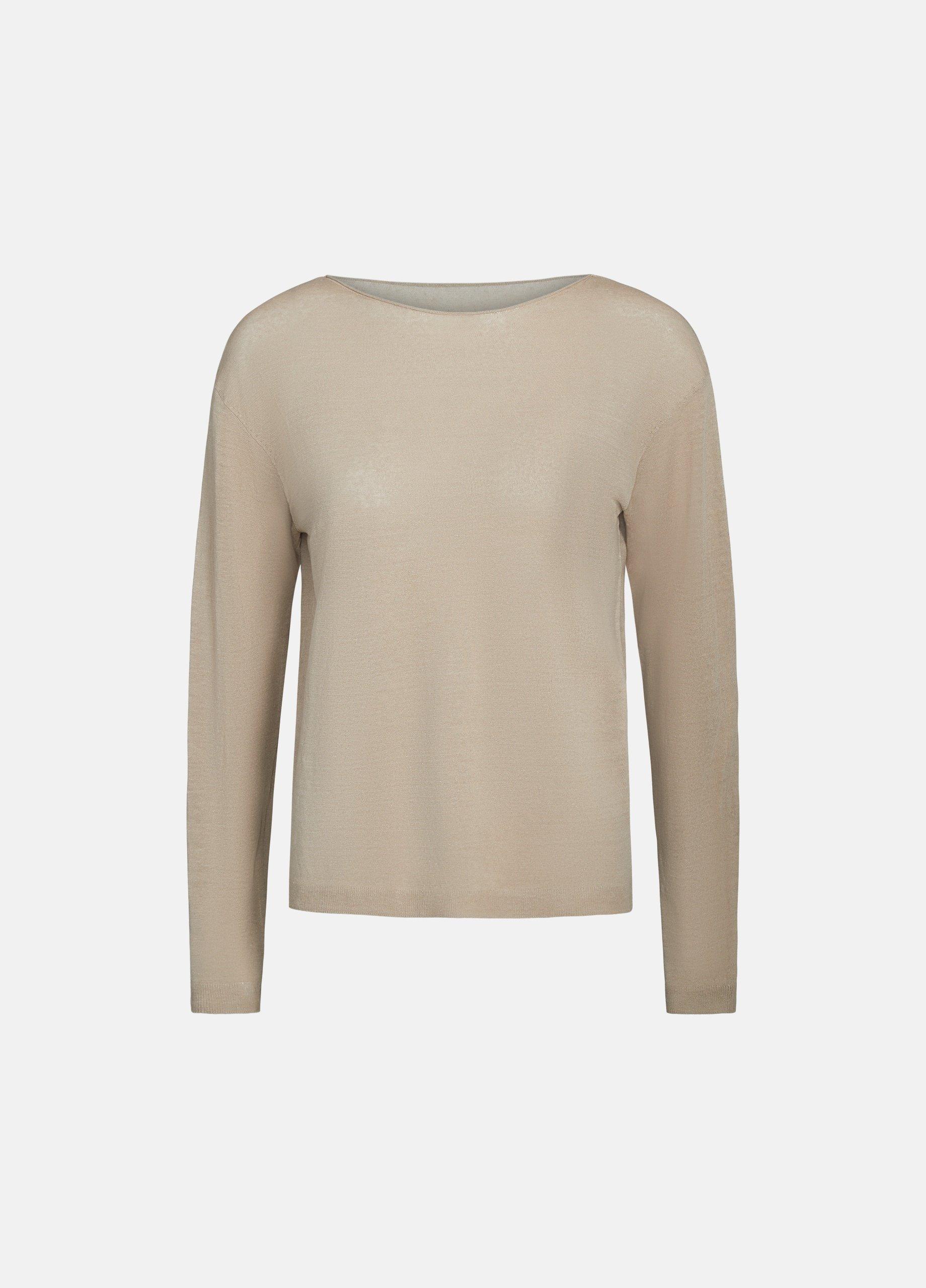 Linen-Blend Drop-Shoulder Boat-Neck Sweater image number 0