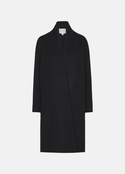 Wool-Blend Collarless Long Coat
