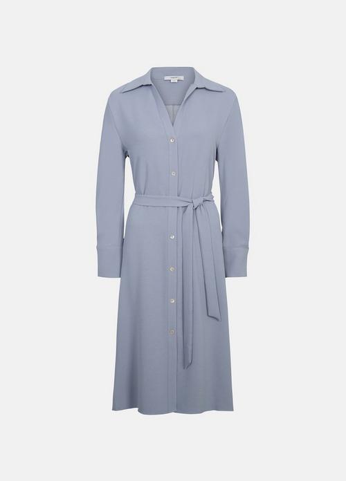 Crepe Belted Shirt Dress