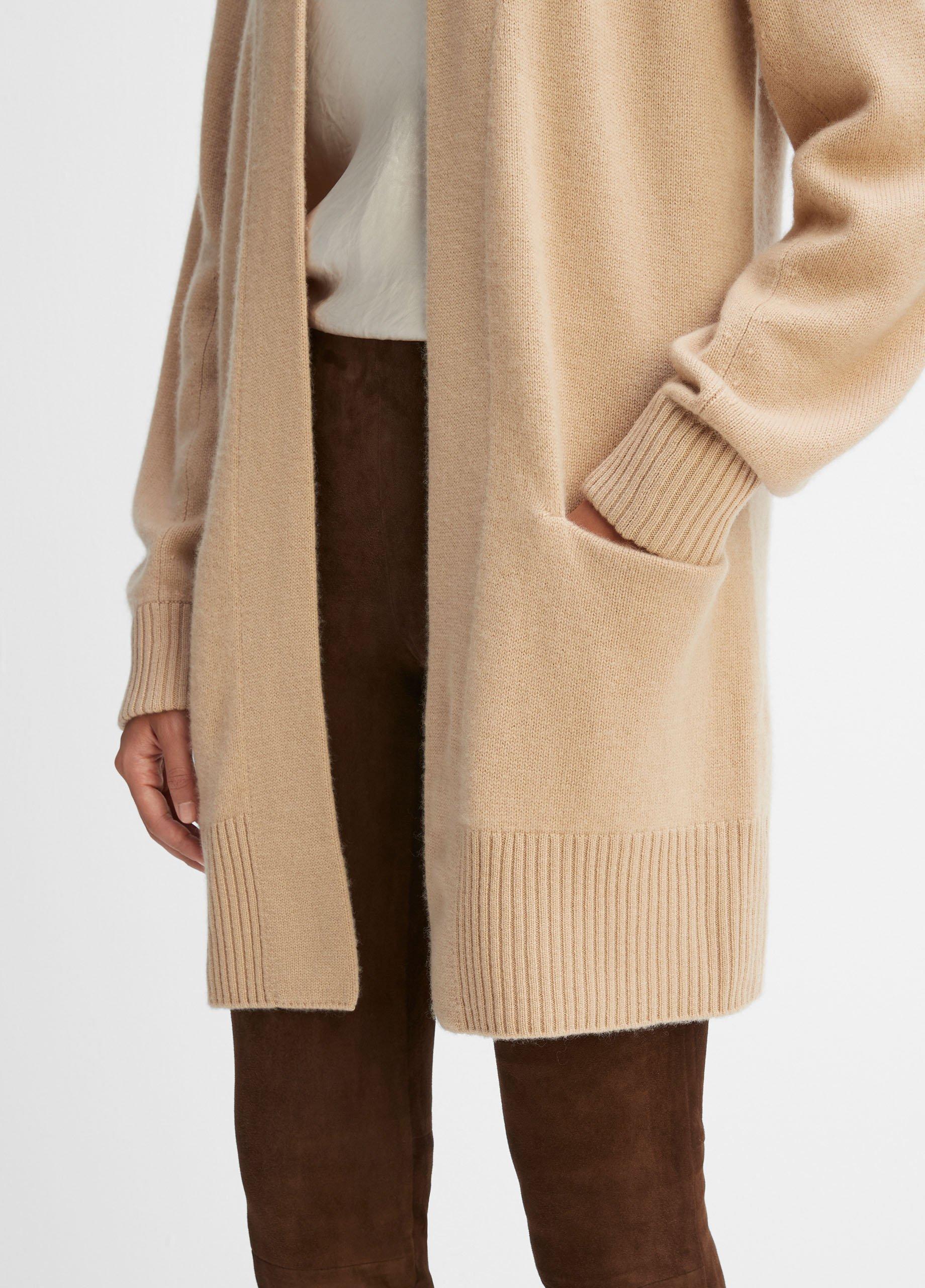 Cashmere and Merino Open Long Cardigan