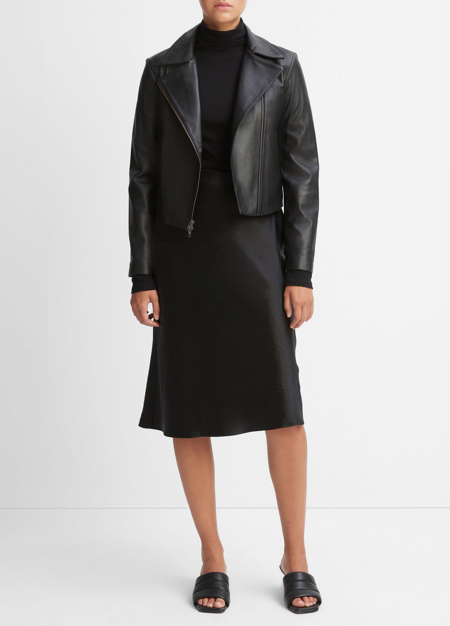 Leather Cross-Front Moto Jacket in Leather Jackets | Vince