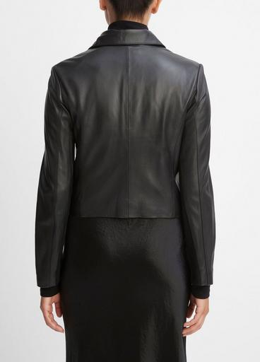 Leather Cross-Front Moto Jacket image number 3