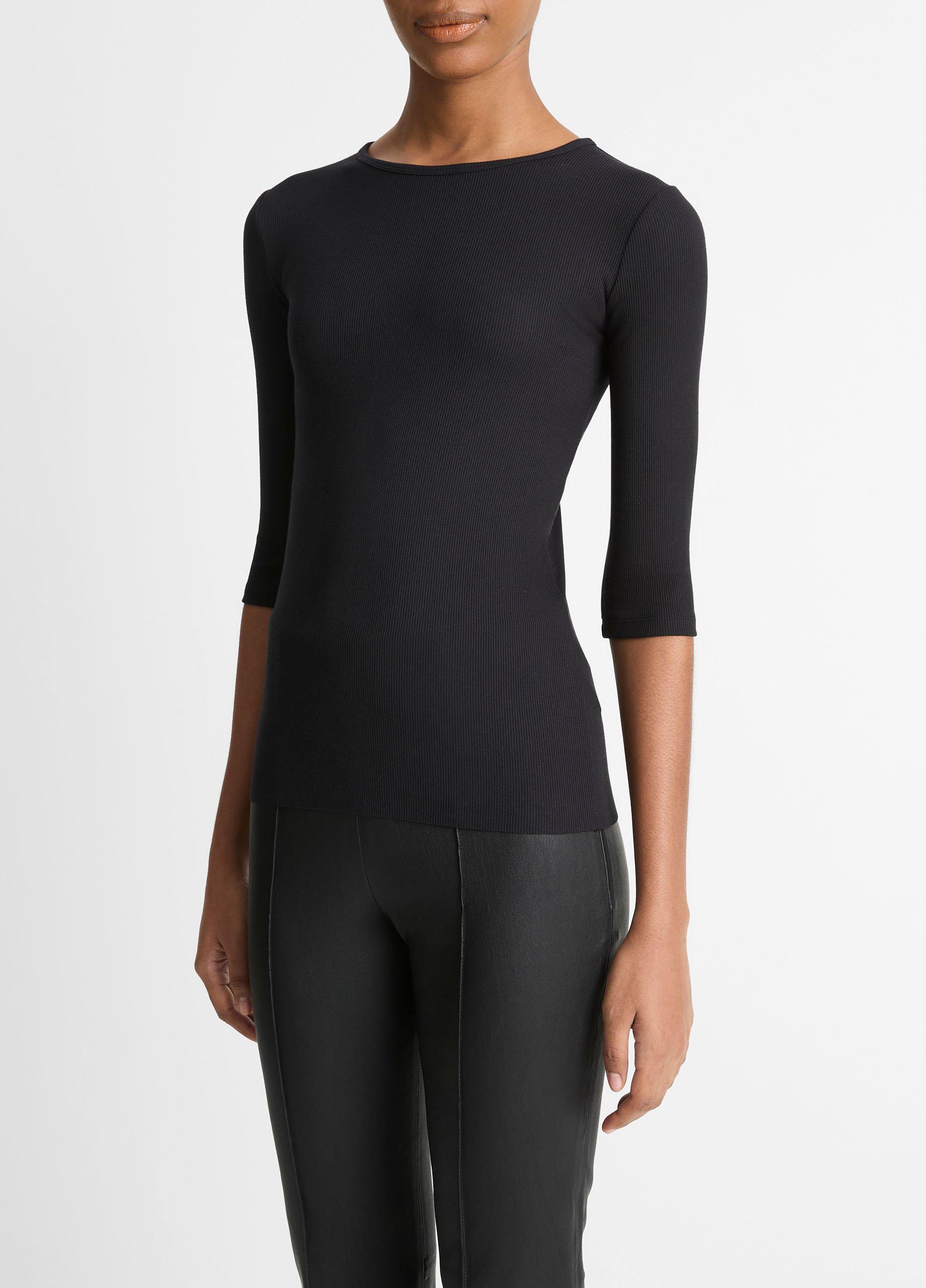 Elbow-Sleeve Crew Neck T-Shirt image number 2