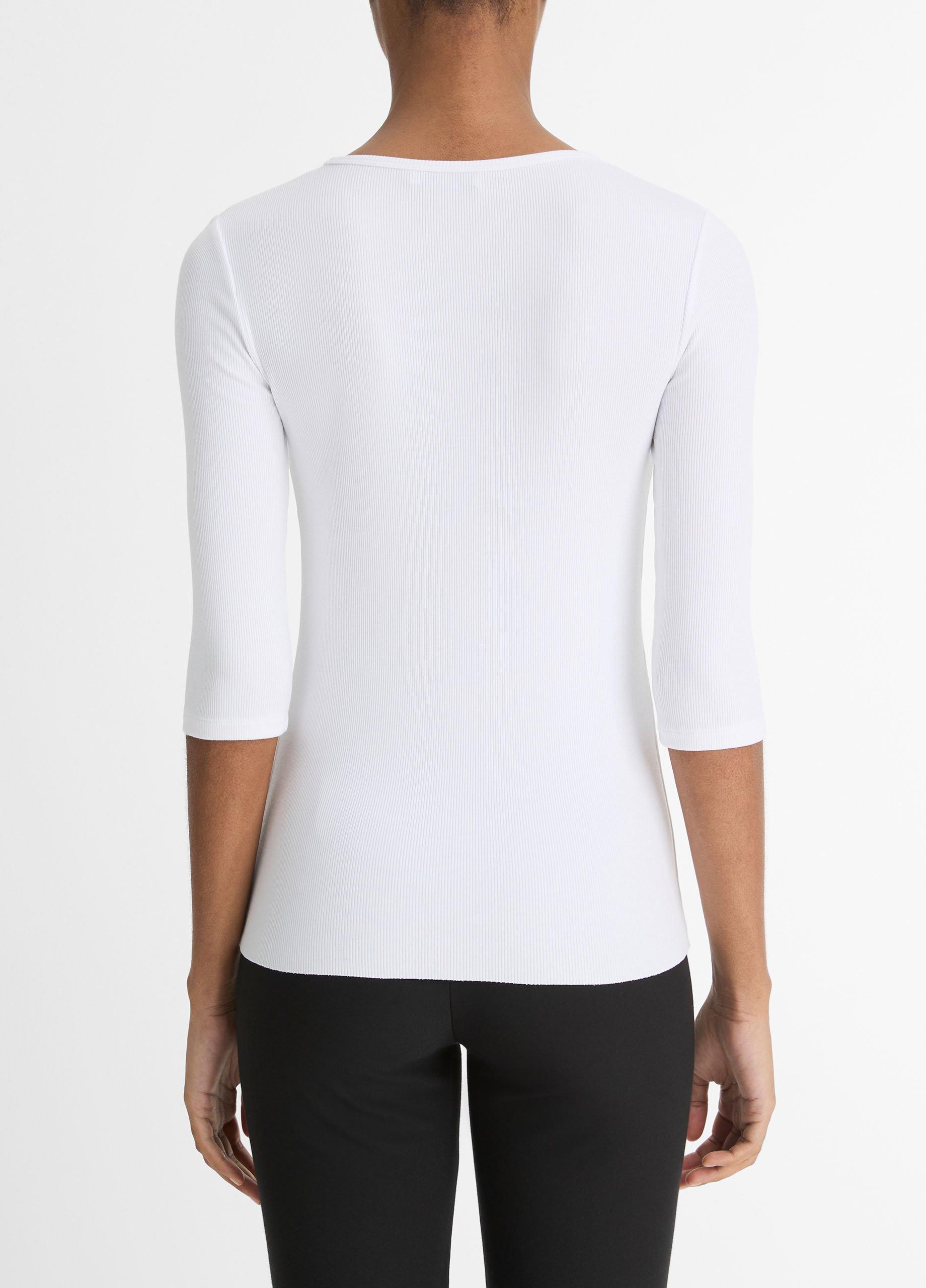 Elbow-Sleeve Crew Neck T-Shirt image number 3