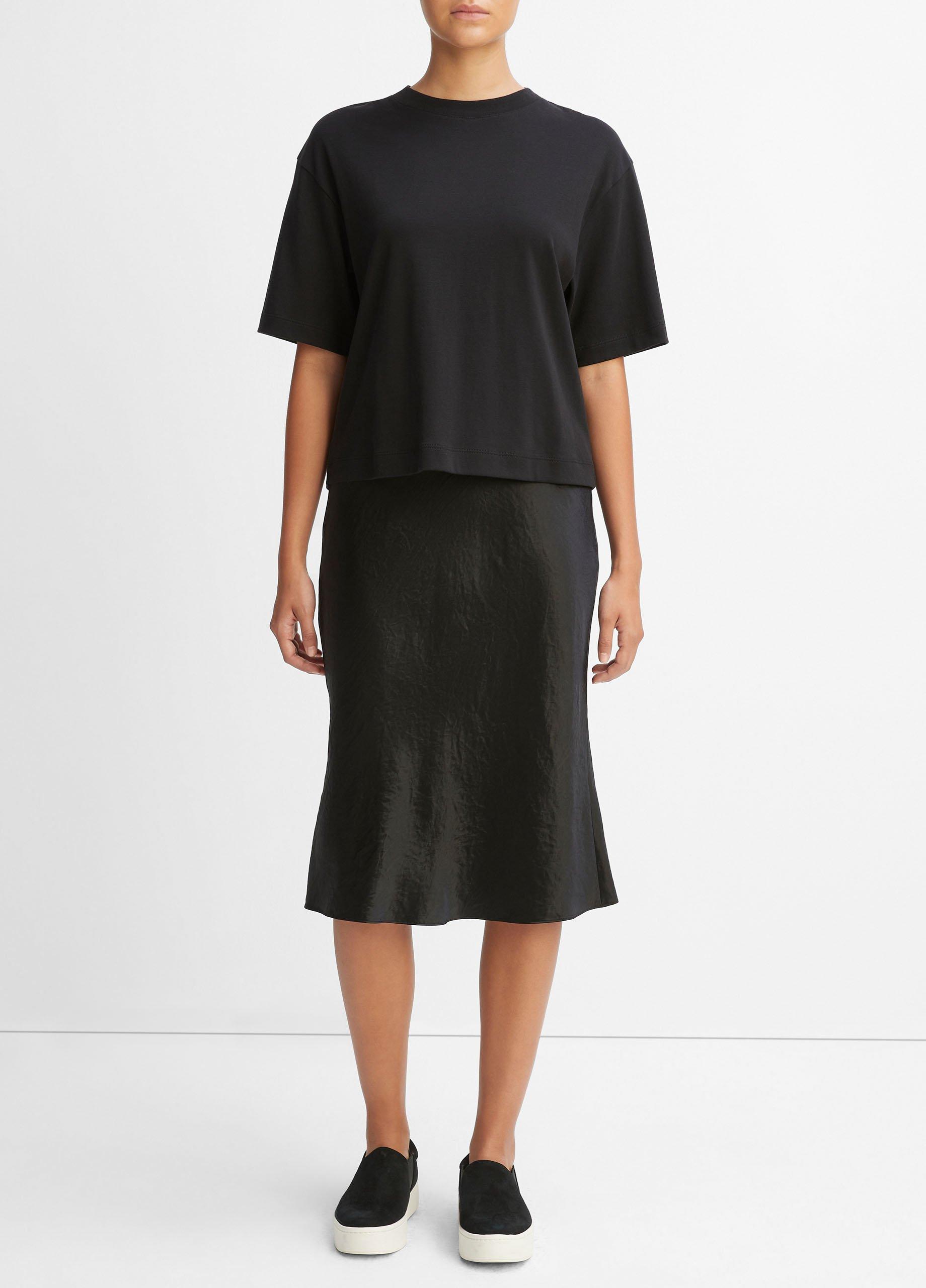 WIDE CROPPED T-SHIRT ブラック Wide-Sleeve Crop T-Shirt in Shirts & Tees | Vince