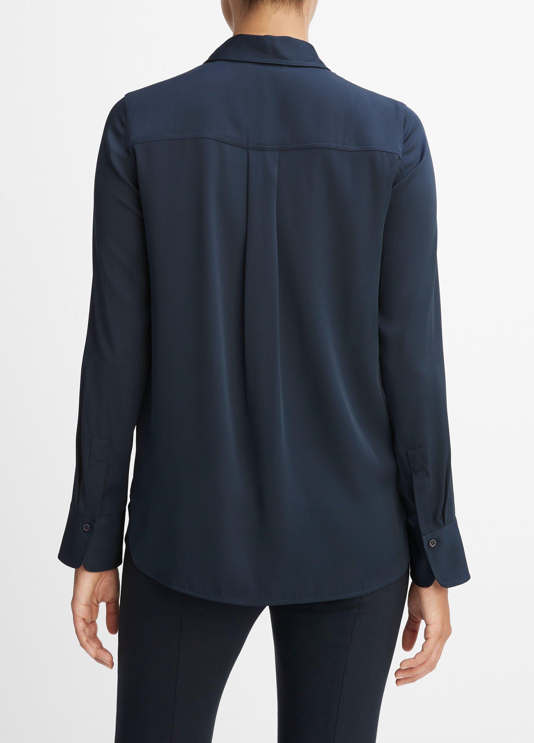 Slim Fitted Stretch-Silk Blouse in Long Sleeve