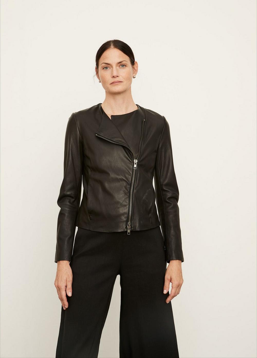 Cross Front Leather Jacket