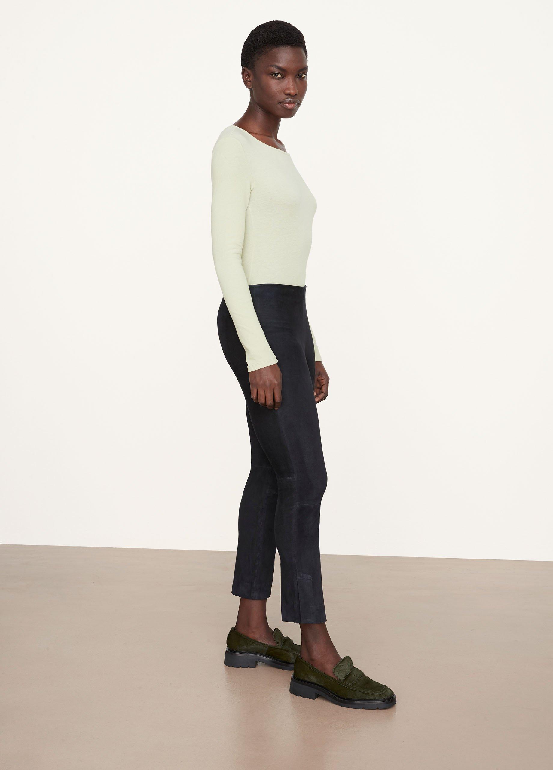 Stretch Suede Split Hem Crop Legging in Leggings | Vince