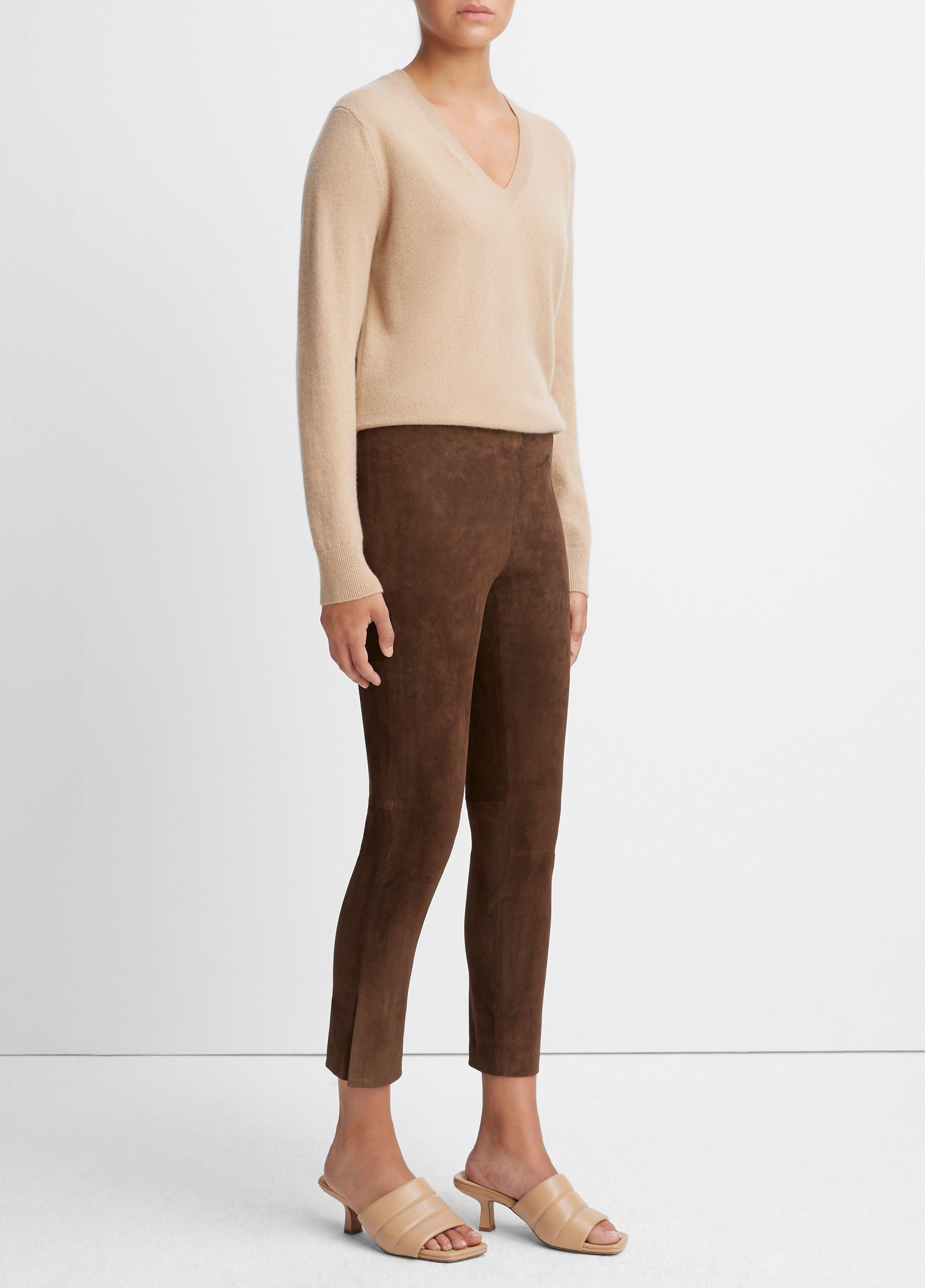 Suede leather leggings