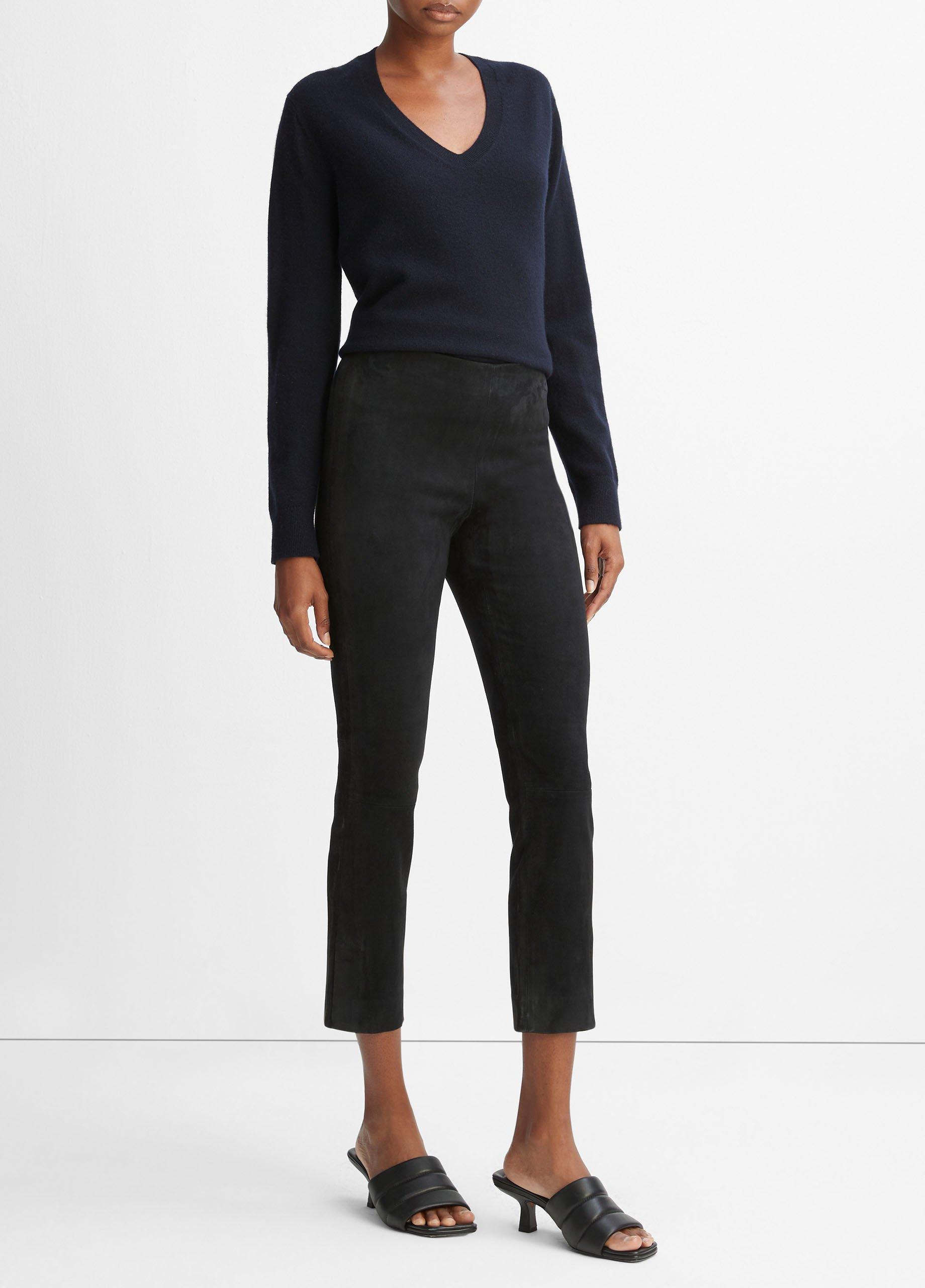 Black Split Front Cropped Legging, Trousers