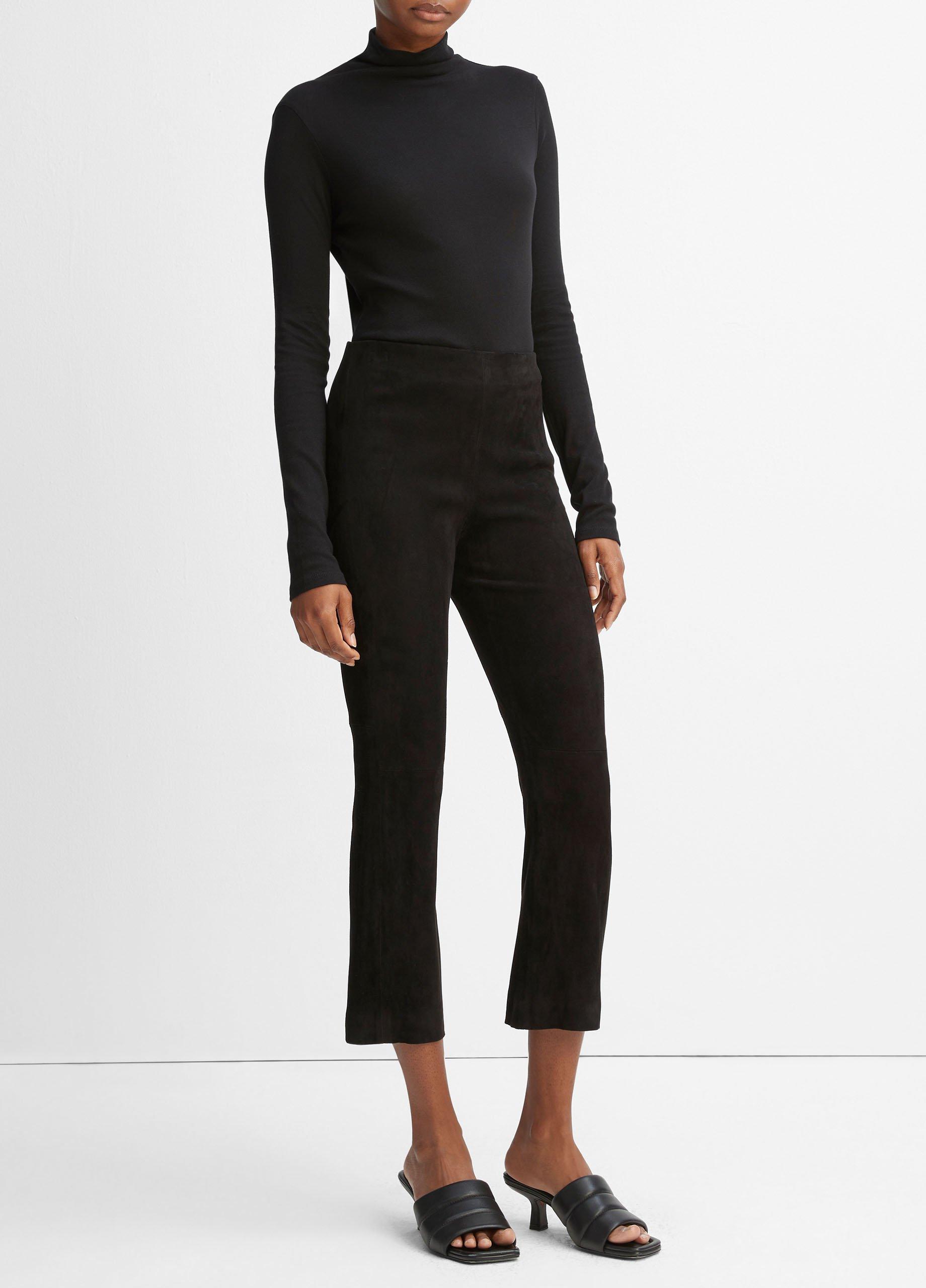 Stretch-Suede Cropped Flare Legging