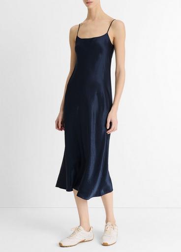 midi silk slip dress Black Satin Dress, Length With Slit, Adjustable Straps This burgundy bridesmaid dress features a satin fabric and a flattering cowl neck design Ray Scoop Neck Silk Midi