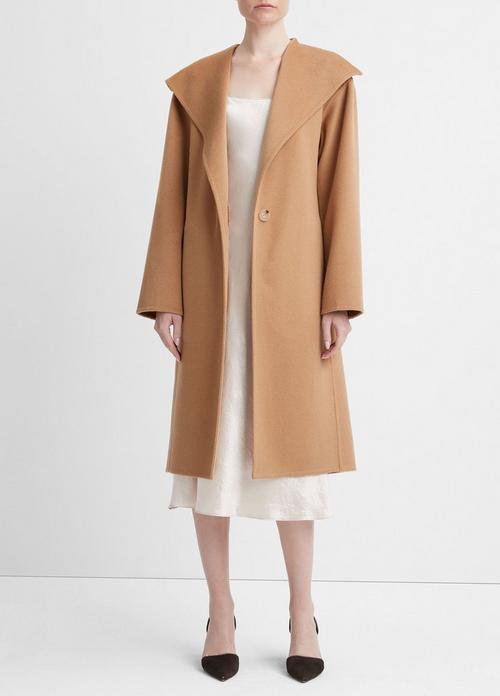 Wool and Cashmere Belted Drape-Neck Coat