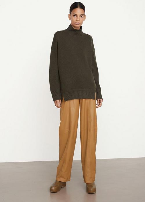 Cashmere Side-Slit Turtleneck Sweater