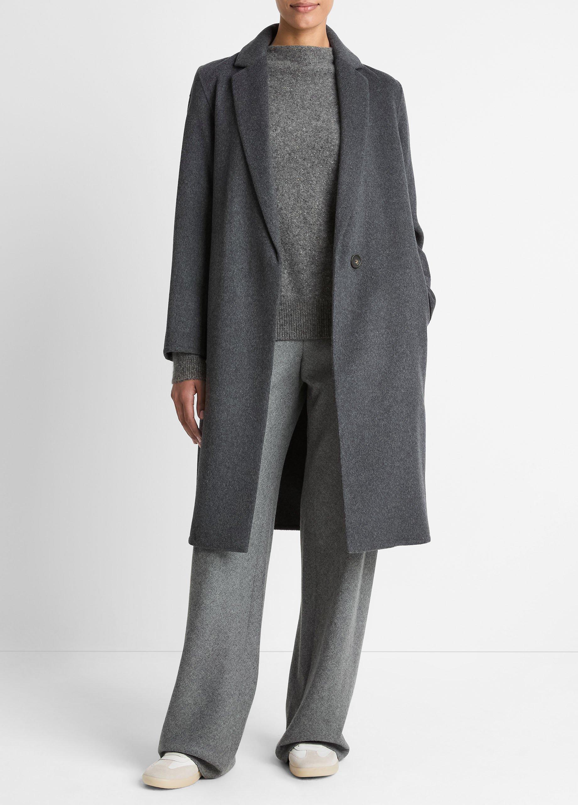 Classic Straight Coat, Black, Size XL Vince