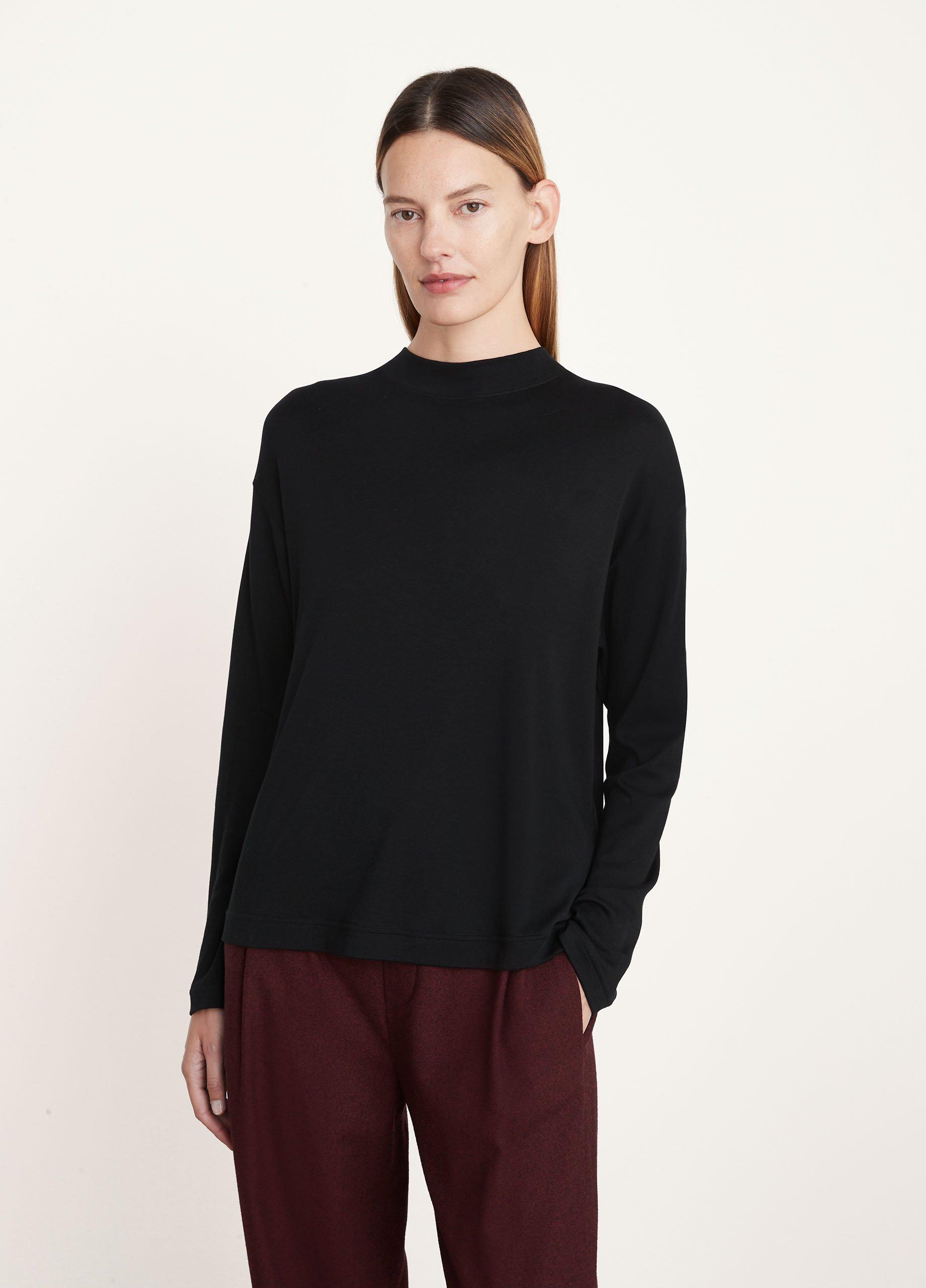 Pima Long Sleeve Mock Neck T-Shirt in Vince Products Women