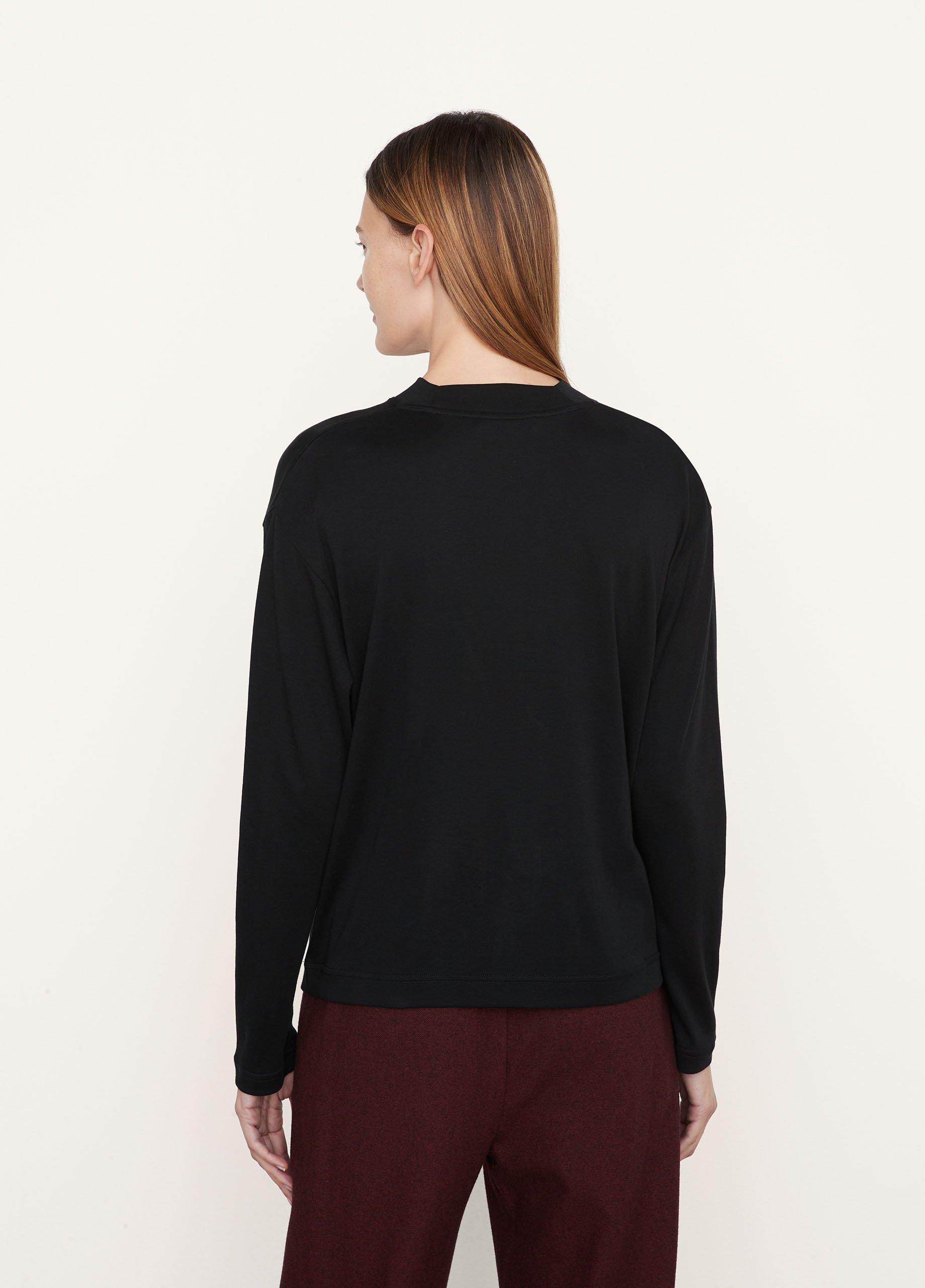 BLACK PREMIUM HEAVYWEIGHT MOCK NECK LONG SLEEVE T-SHIRT