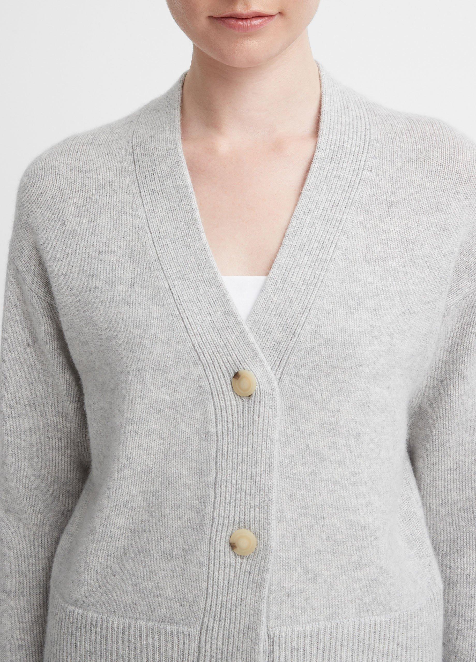 Wool and Cashmere Boxy Three-Button Cardigan