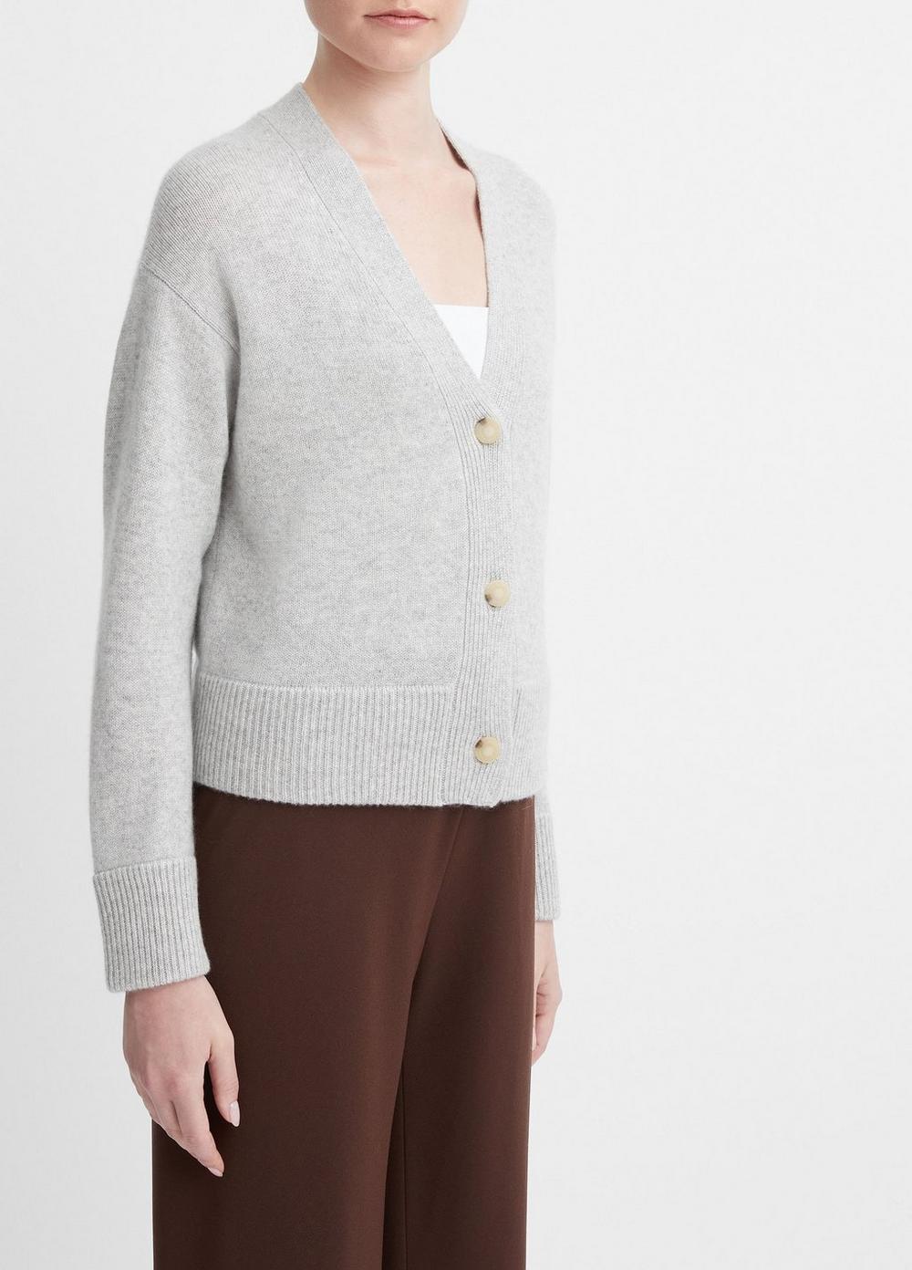 Wool and Cashmere Boxy Three-Button Cardigan
